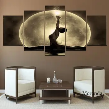 

Figure Portrait Poster 5 Pieces Canvas Painting Women Yoga Moon Living Room Bedroom Wall Decor Painting Multiple Picture