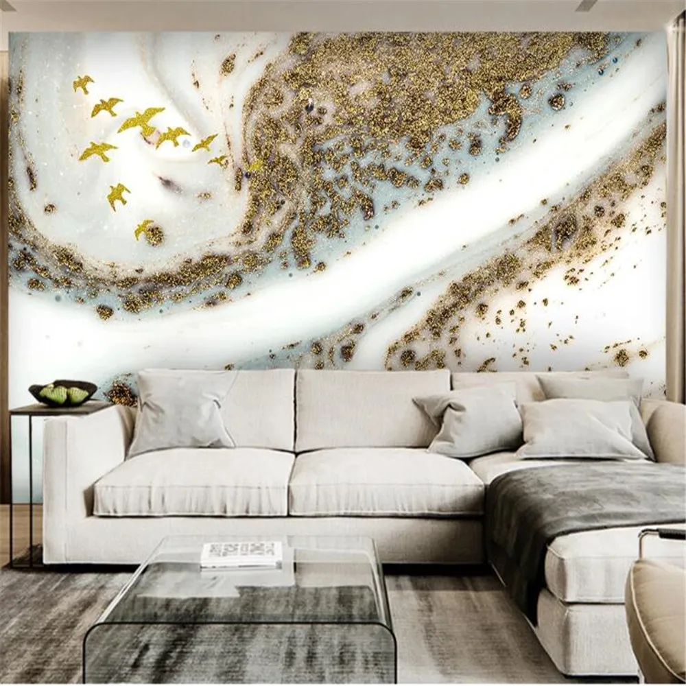 

Milofi customized 3D printed wallpaper mural modern minimalist abstract golden texture TV background wall