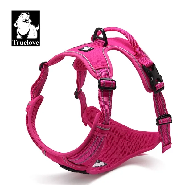 fuchsia Truelove светоотражающий нейлоновый собачий поводок переднего диапазона большой жгут для домашних животных всесезонный Мягкий регулируемый безопасный автомобильный поводок для собак - Цвет: fuchsia