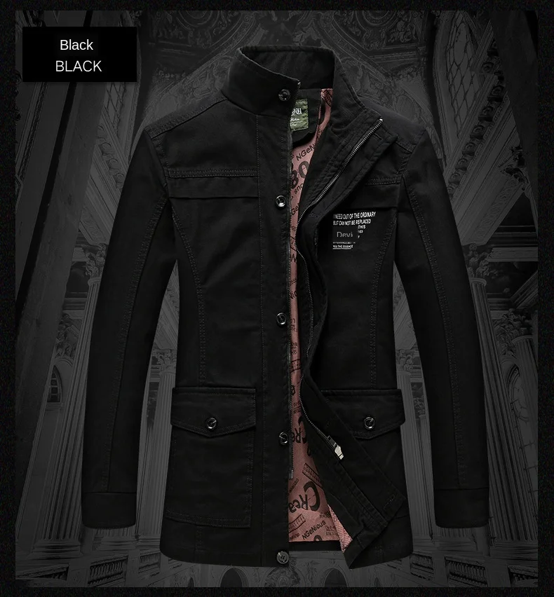 Man Jacket Pure Cotton Middle Age Loose Coat Men's Wear Leisure Time Long Fund Dad Dress Men's Windbreaker