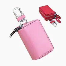 Популярные Стиль Двойная застежка-молния крест-накрест кожаные брелки для ключей сумка с двойной подкладкой на молнии ключи кожаный чехол для автомобильных ключей