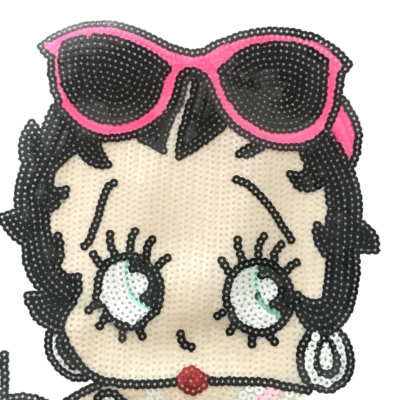 X-Big Betty Girl с собачкой, блестками, пришить заплатка для одежды DIY Мода леди аппликации блёстками шитье DIY декоративные наклейки