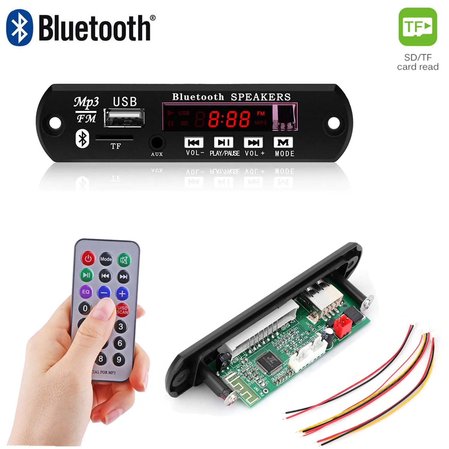 Bluetooth FM-трансмиттер беспроводной автомобильный комплект аудио модуль USB TF Радио