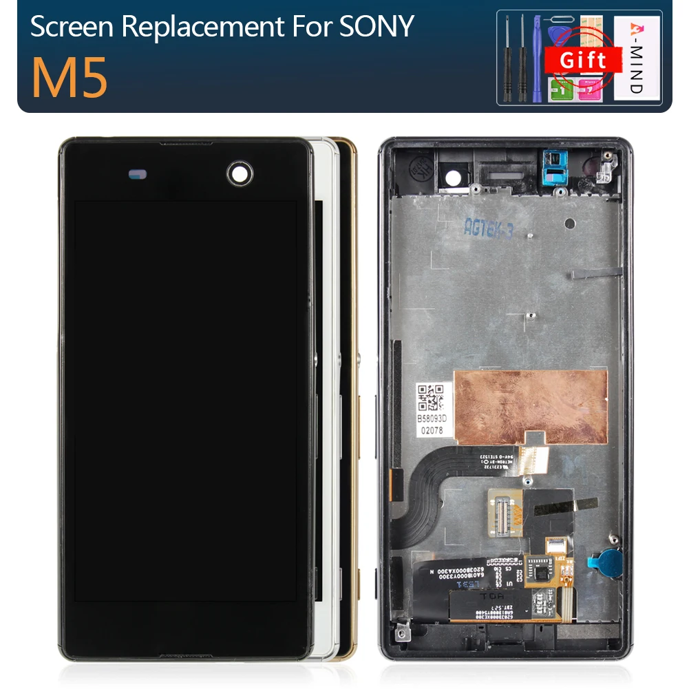 

5.0'' ORIGINAL IPS LCD For SONY Xperia M5 Display Touch Screen with Frame For SONY Xperia M5 Dual E5603 E5606 E5653 LCD Parts