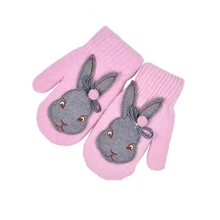 Популярные милые волшебные перчатки для мальчиков и девочек; зимняя одна пара; детские перчатки с принтом кролика; теплые мягкие тянущиеся перчатки