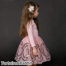 Модное платье-пачка для девочек детская одежда принцессы с длинными рукавами для дня рождения, вечерние платья на возраст от 12 месяцев до 8 лет, весенне-зимняя одежда