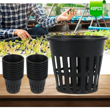 

40Pcs Black Hydroponic Colonization Mesh Pot Net Cup Basket Hydroponic Planting Grow Clone Nursery Plant Soilless