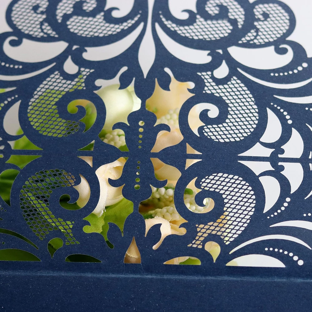  10pcs Square Paper Laser Cut Wedding Engagement Invitation Cards With Envelopes Custom Party Decora - 4.00044E+12