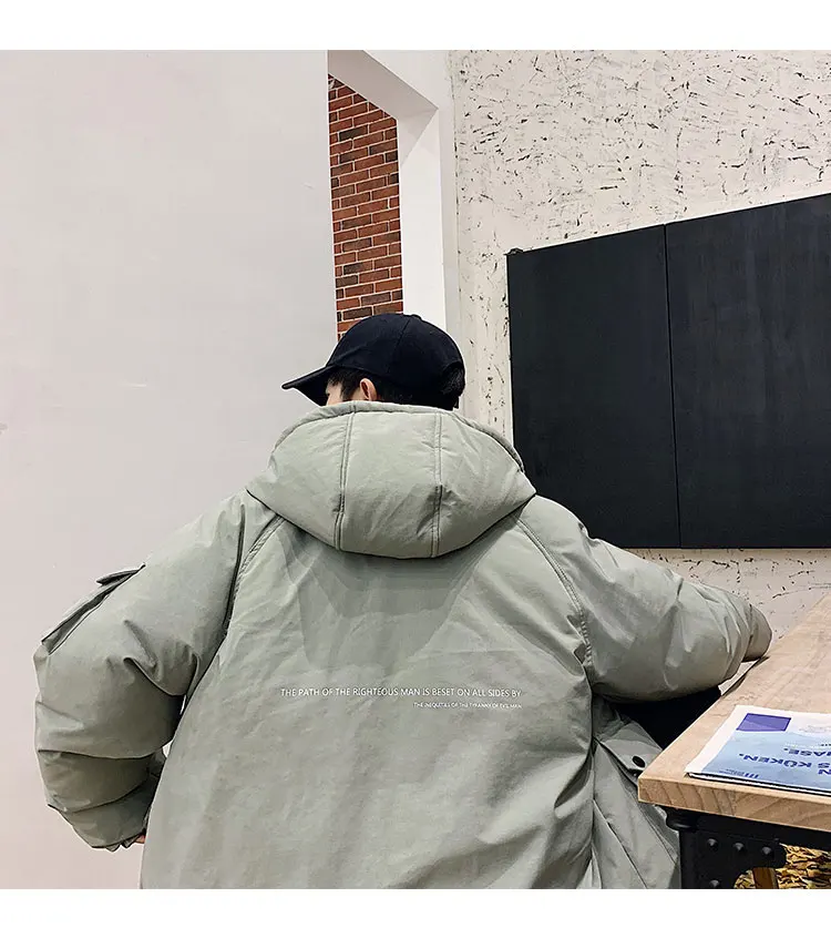 Мужская одежда с надписью в стиле BF, оригинальная, хипстерская, с хлопковой подкладкой, Мужская Рабочая одежда с несколькими карманами, хлопковая стеганая куртка, пальто с капюшоном, короткая, Thic