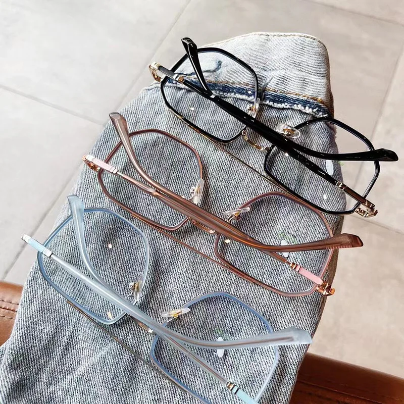 Eyeglasses Frames Eyeglass Frames Square Eyeglasses Optical Glasses Retro Double Bridges Square Women Anti-Blu-Ray Glasses Frame Fashion TR90 Spring Hinge Men Optical Frame Computer Glasses