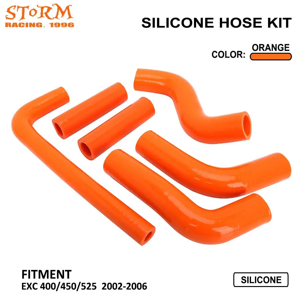 Motor Bike Orange Silicone Radiator Heater Coolant Water Hose For KTM EXC400 EXC450 EXC525 EXC 400 450 525 2002-2006 Motorcross