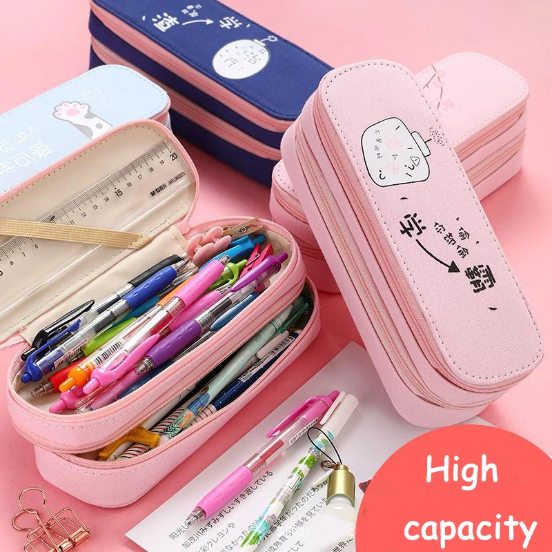

Multi-function kawaii pencil boxs pencil bag large capacity canvas simple student pencil case for studying office stationery