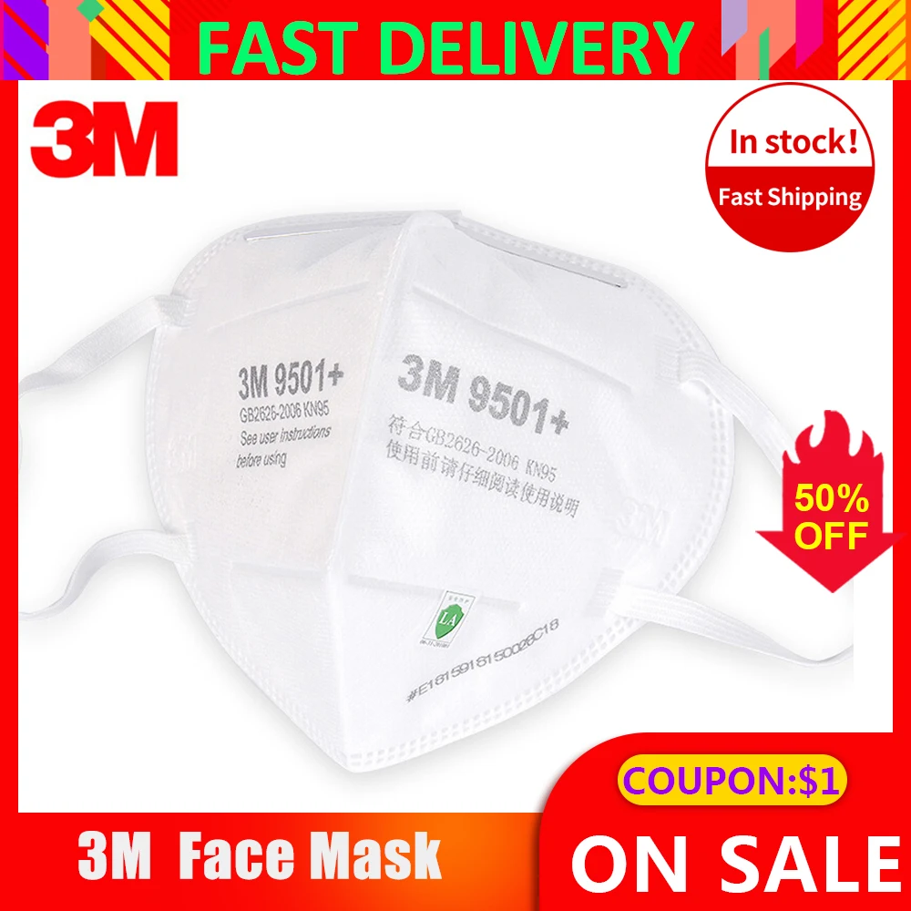 

3M N95 Mask 9501+ KN95 Face Mask Respirator Mascarillas as FFP3 Mouth Masks Protective Masks Safety PM2.5 Dust Mask Filter