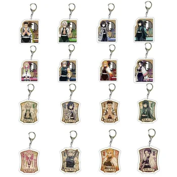

Demon Slayer Kimetsu No Yaiba Keychain Arcylic Kamado Tanjirou Key Chain Figure Props Kamado Nezuko Pendent PVC Keyring 10pcs