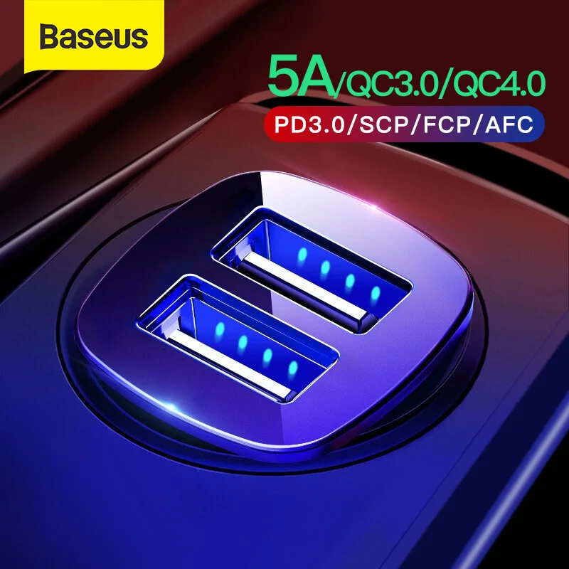 Автомобильное зарядное устройство Baseus 30 Вт USB C PD быстрое для iPhone 11 Pro Max Quick Charge 4 0 3