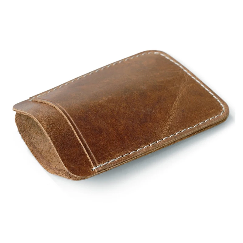 Hot Sale Original Unisex Crazy Horse Leather Design Fashion Gift Slim Wallet Front Pocket Money Clip Mini Bill Purse C059