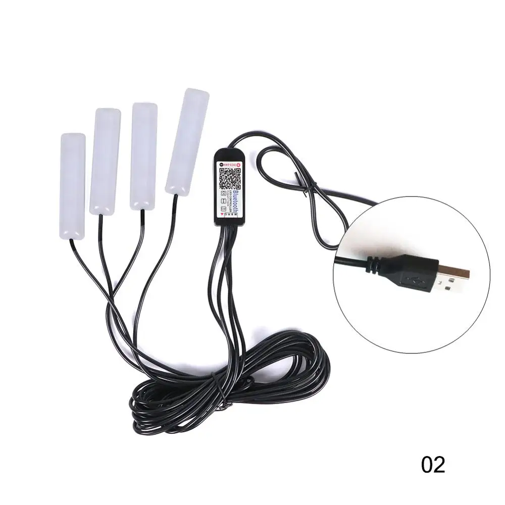 USB 4 в 1 RGB светодиодный автомобиль приложение управление световой эффект USB или сигарета более легкий разъем атмосферная лампа - Emitting Color: USB