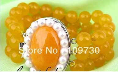 free shipping &gt&gt&gt&gt&gt909279 3strands 10mm yellow round jade bracelet clasp | Украшения и аксессуары