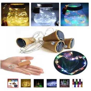 

4pcs 1m New Solar-powered Wine Bottle Cork-shaped String Starry Light 10 LED Night Fairy Light Lamp Fashion white warm white