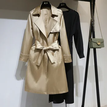 

Women Trench Outwear Waistcoat Outerwear Long Thin Top for Lady High-Quality