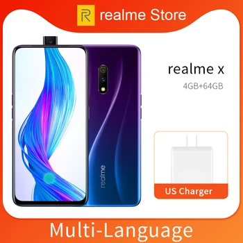 

realme X 4GB 64GB Moblie Phone Snapdragon 710 AIE Octa Core 6.53" Full Screen 48MP Dual Camera Cellphone 20W VOOC Charger