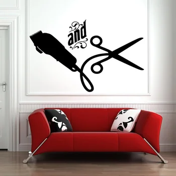 

Barber Shop Window Decal Hipster Man Wall Sticker Barber Clippers Barber Tools Wall Murals Hair Solon Decoration E319