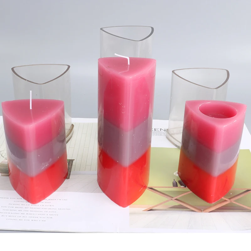 

DIY triangular cone candle mold big size hollow out or solid candle moulds manual cute candel making mould lz38