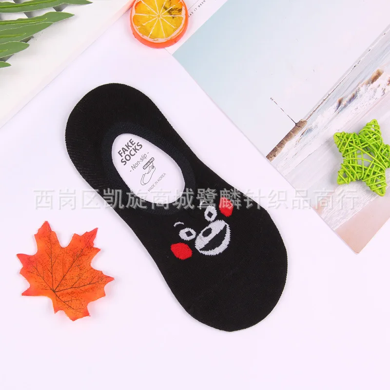 1 Носки с принтом аниме Kumamon Trotting Hamtaro Tonari no Totoro, весенне-летние женские хлопковые носки, повседневные, невидимые, Нескользящие - Цвет: 1