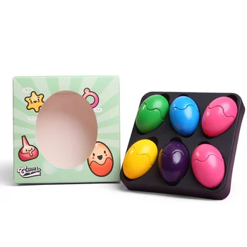 

Creative Hollow Egg Crayon 6 Colors Safety Non-toxic Student Paint Graffiti Oil Pastel Children's Educational Drawing Stationery