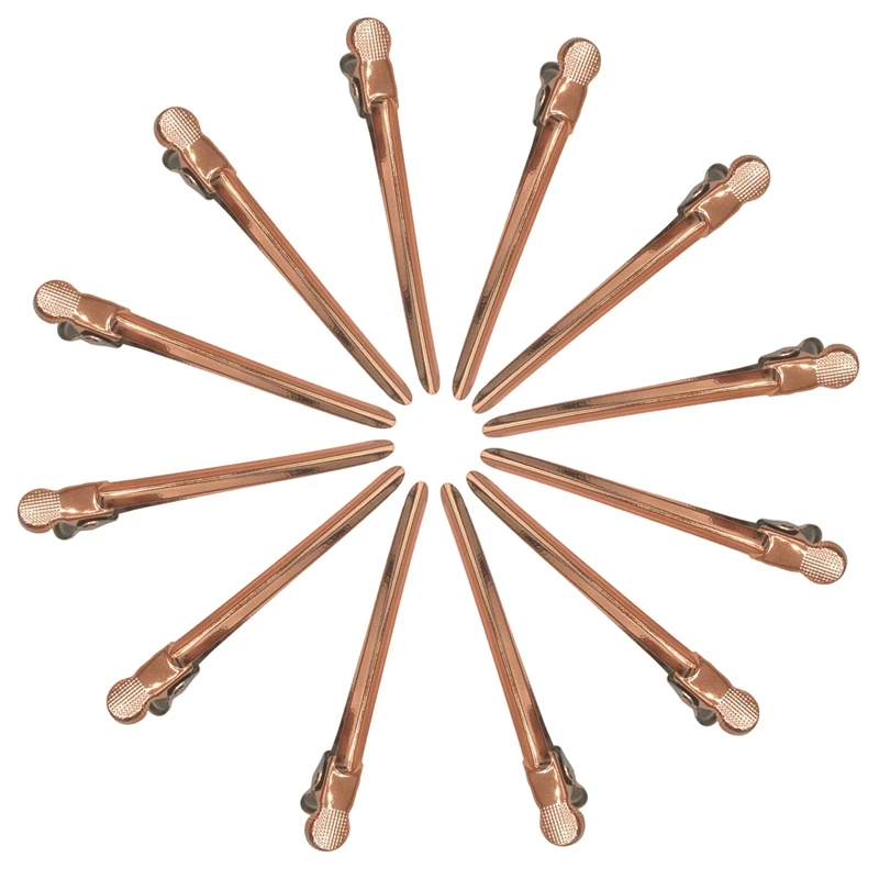 12Pcs Dividing Duck Bill Clips, Clamp Hair Styling Clips Hairpin Metal Hairdressing Sectioning for Salon Styling Tools(Rose Gol