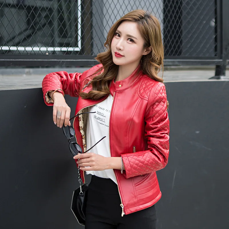 

PU Leather Jacket Coats for Women Autumn Casual Short Denim Jacket Chaqueta Mujer Casaco Jaqueta Femal