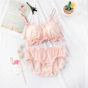 

Japanese Style Sweet Women Bra set Underwear Lace Underpants Bra 2PCS Women's Clothes Femininos AFC411