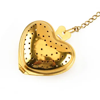 

1PC Tea Infuser with Metal Ring for Loose Tea Tea Ball In Mail Box for Safe Shipping 18/8 Stainless Steel with Golden Plating