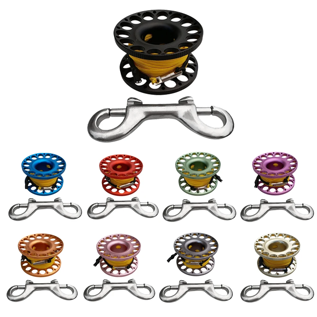 

Finger Spool Reel with Stainless Steel Double Ended Clip Wreck Scuba Diving Tech Spool