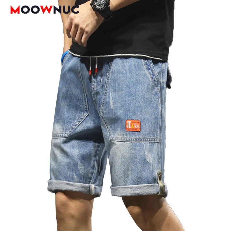 

2020 Summer Sweatpants Streetwear Hip Hop Jeans For Men Denim Knee length Trousers Casual Pants Male Solid Fit Designer Straight