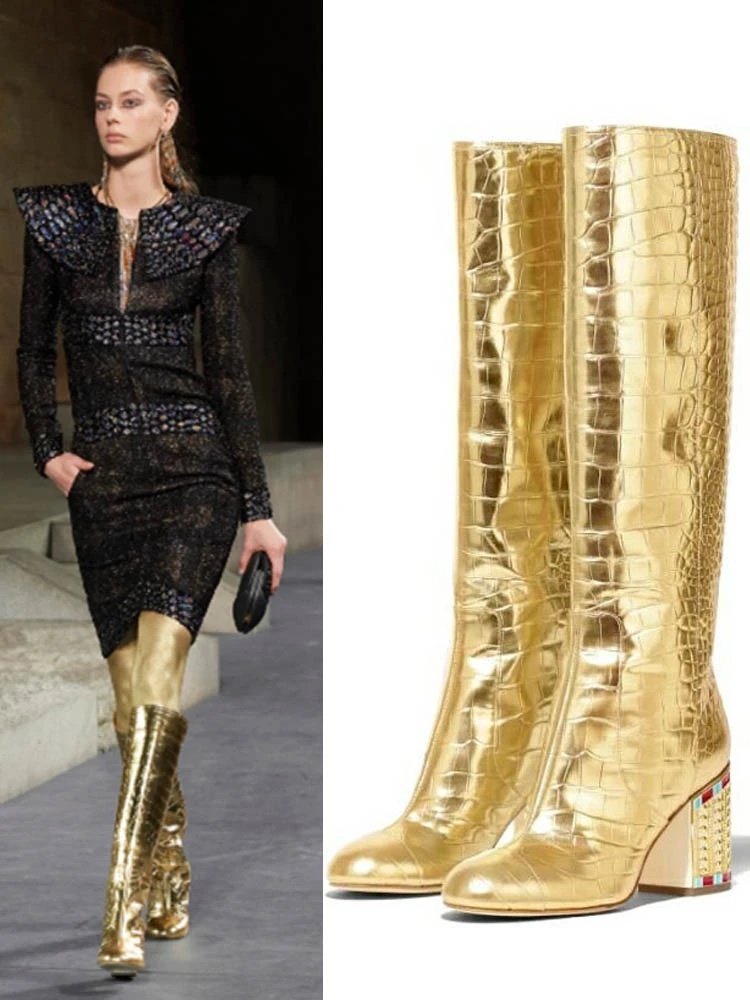 Botas altas doradas Clearance