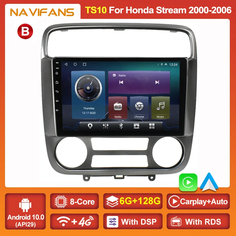 Автомобильное радио RDS Android 11 GPS IPS для Honda Stream 2000 2001 2002 2003 2004 2005 2006 мультимедийный