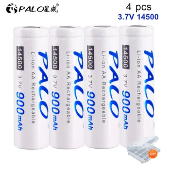 

PALO 4PCS 14500 900mah 3.7v Li ion Lithium Rechargeable battery for Flashlight
