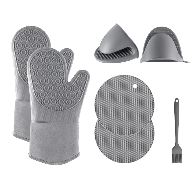 de silicona para cocina y horno 20,8 x 34,8 cm Juego de 2 guantes de cocina resistentes al calor color gris