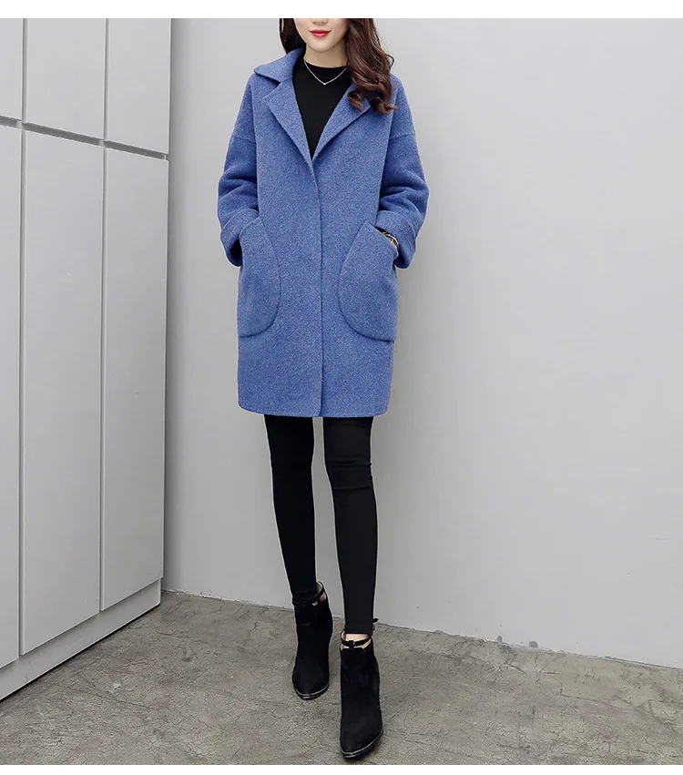 Hot Sale Woman Wool Coat High Quality Winter Jacket Women Loose Woolen Long Cashmere Coats Cardigan Jackets Elegant Blend
