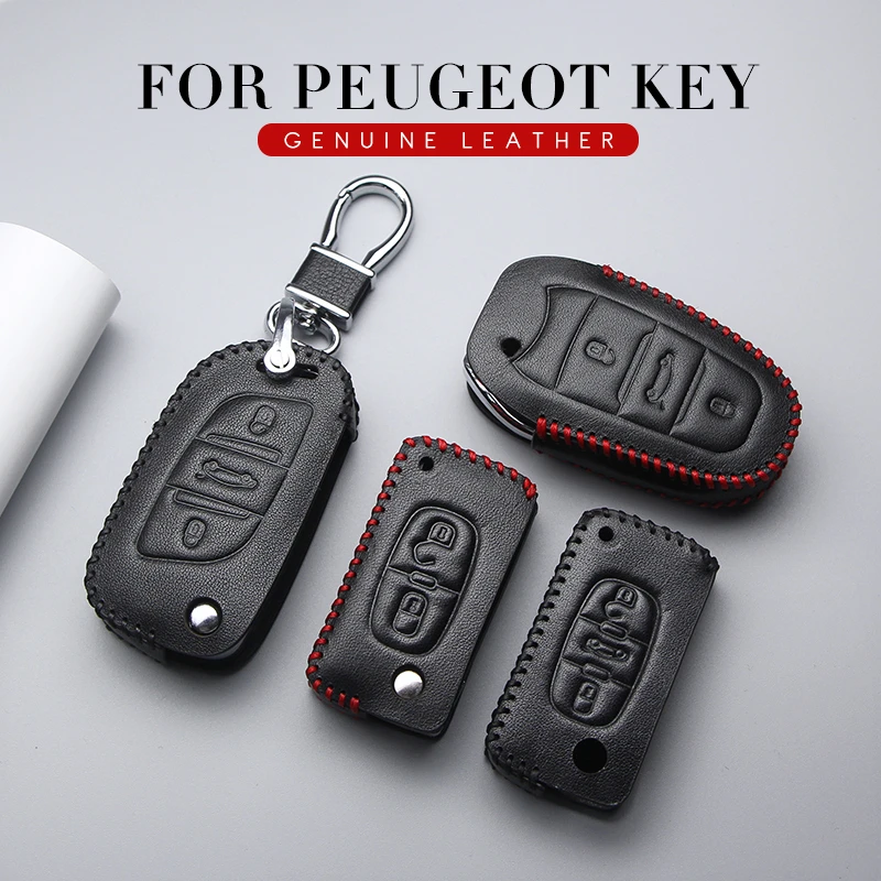 High Quality Leather Key Case Cover For Peugeot 108 206 207 208 301 307 308 2008 3008 4008 Car
