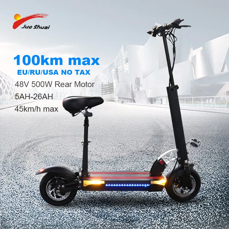  10'‘ Motor Wheel Electric Scooter 48V26A 100KM with seat Adult Foldable Patinete Electric Skateboar