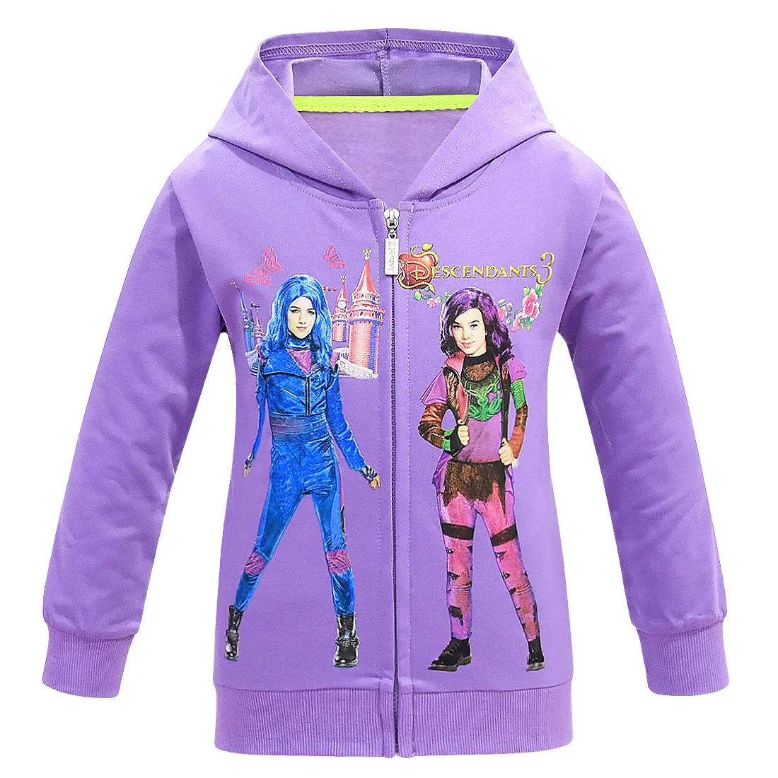 Сезон весна-осень; героев фильма «наследники» 3 девушка толстовки с капюшоном на молнии для мальчиков; Красивая верхняя одежда для мальчиков толстовки для девочек новые модные детские куртки пальто для девочек ясельного возраста, Зимняя одежда