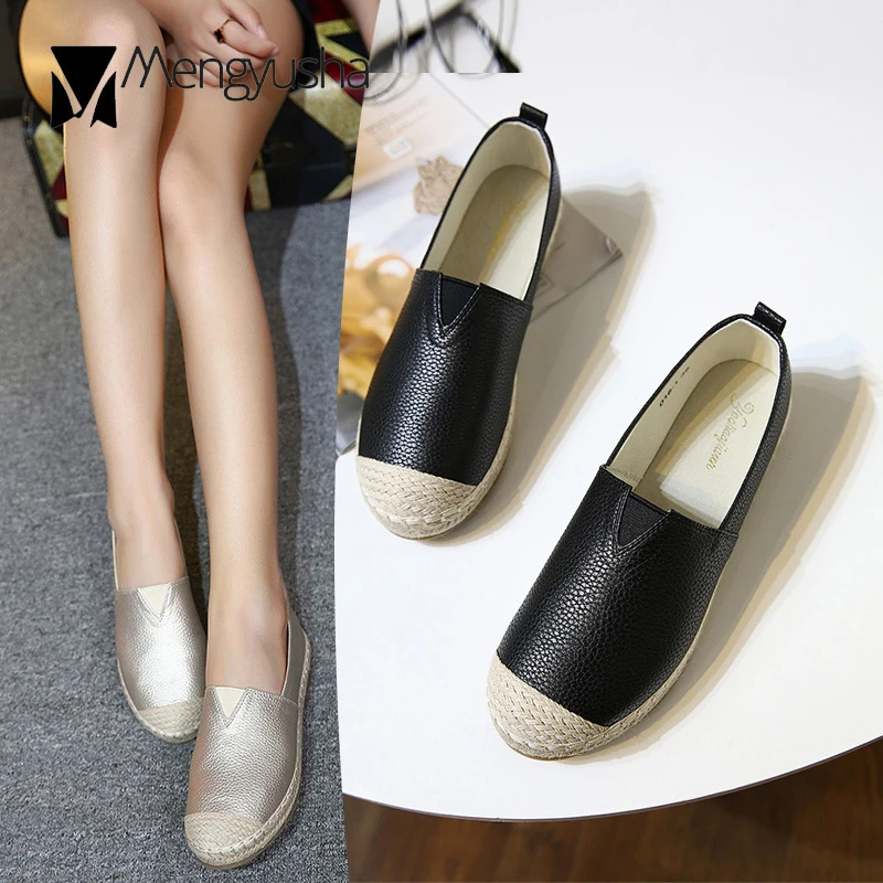 

straw weaving round toe fisherman shoes autumn women flats single shoes casual student lazy slip on loafers microfiber moccasins