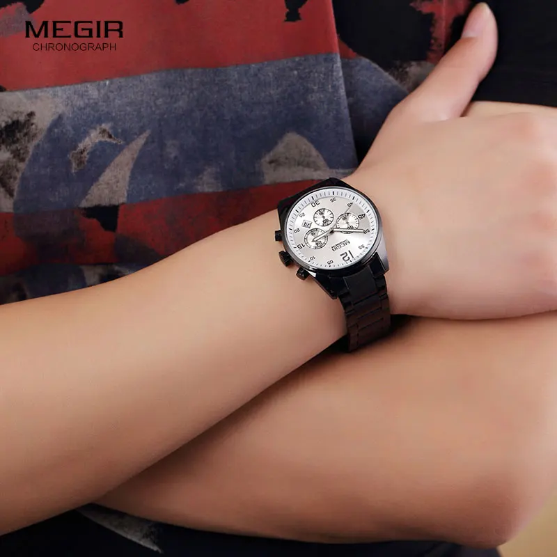 Relogio Masculino брендовые модные мужские часы люксовый бренд MEGIR военные мужские часы хронограф водонепроницаемые мужские наручные часы