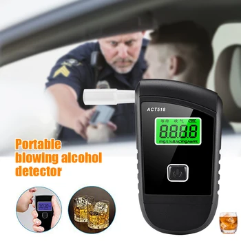 

Digital Breathalyzer Backlight Semiconductor Handheld Police Detector With 5 Mouthpieces Car Professional Alcohol Tester