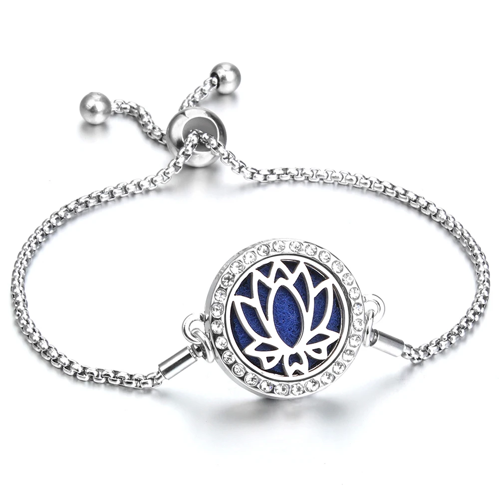 New Women Aromatherapy Bracelet Adjustable 26cm Chain Aroma Diffuser Lockets Perfume Essential Oil Diffuser Bracelet Jewelry bracelet jewelry