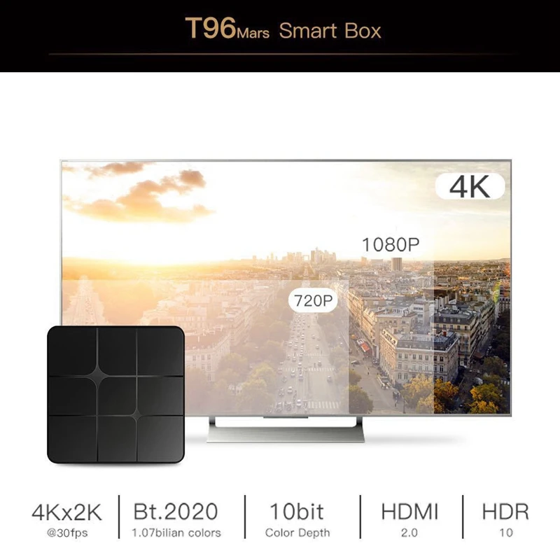 T96 Mars Android 7.1.2 ТВ приставка Amlogic S905W 2G+ 16G 2,4 GHz 4K HD H265 Bluetooth 2,1 WiFi медиаплеер телеприставка(штепсельная Вилка европейского стандарта