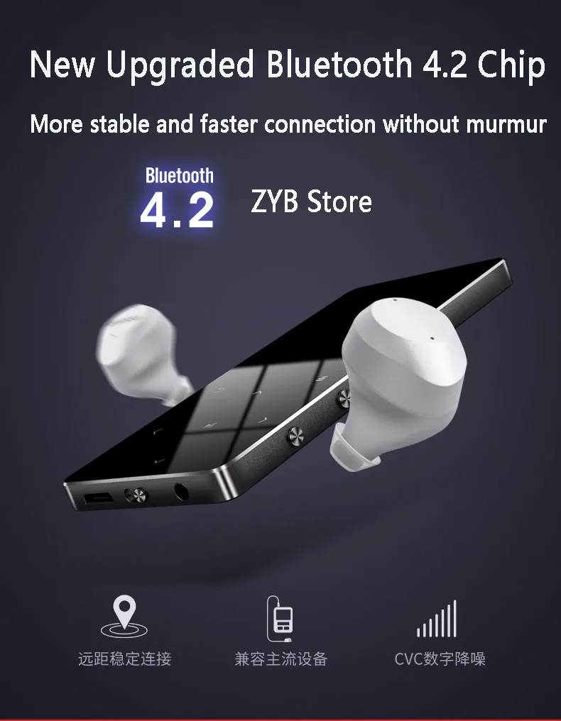 Bluetooth 4,2 MP4 плеер сенсорный ключ ультра тонкий MP3 музыкальный плеер с динамиком 1,8 дюймов цветной экран без потерь звук с FM Электронная книга
