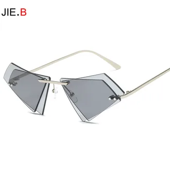 

Fashion Net Red Sunglasses Personality Frameless Triangle Glasses Irregular Double Lens Sunglasses UV Protection